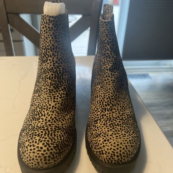 MIA Shoes - MIA Laren Cheetah Print Slip On Ankle Boots Block Heel Lug Sole Size 7 NEW
